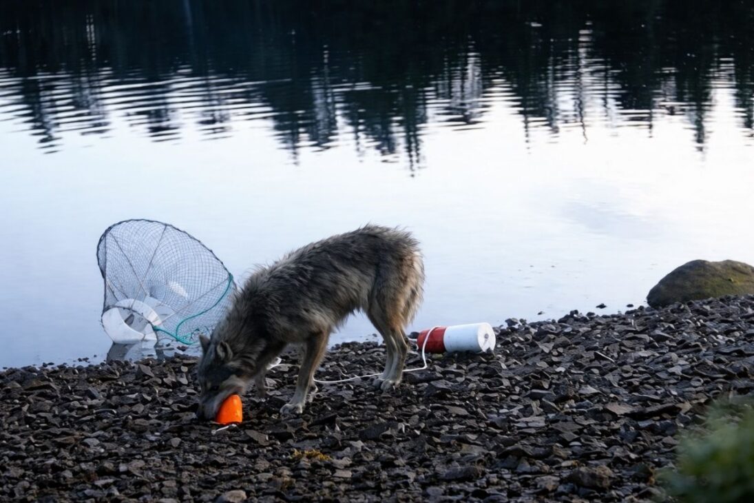 En Columbia Británica, los lobos costeros aprendieron a nadar hasta trampas para cangrejos y exhiben inteligencia adaptativa rara en la vida salvaje.
