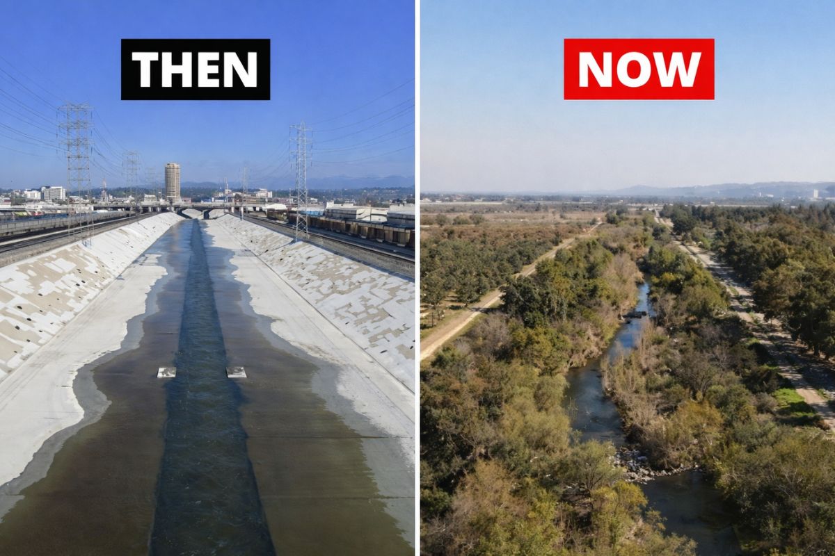 Los Angeles transforma canal de concreto em rio vivo, cria parques selvagens, recupera peixes quase extintos e captura milhões de galões de chuva, provando (1)