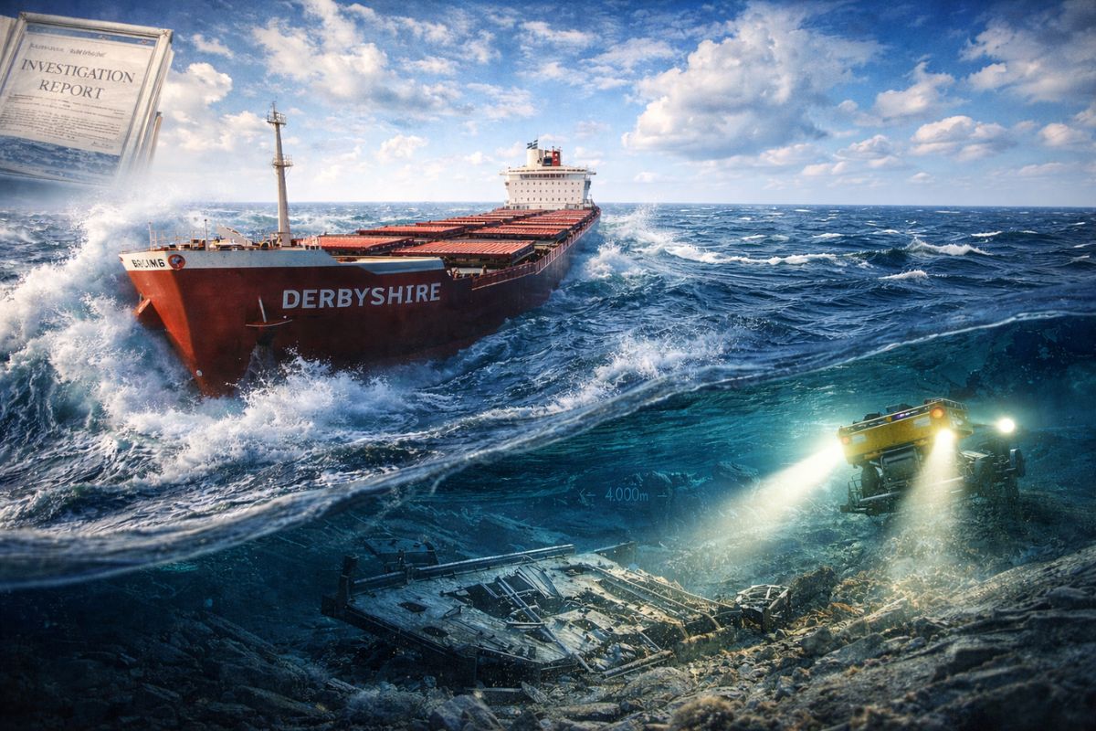 MV Derbyshire o maior cargueiro britânico que “evaporou” no Pacífico em 1980 com 44 pessoas, sem SOS e sem destroços, e a investigação das famílias que forçou a busca (1)