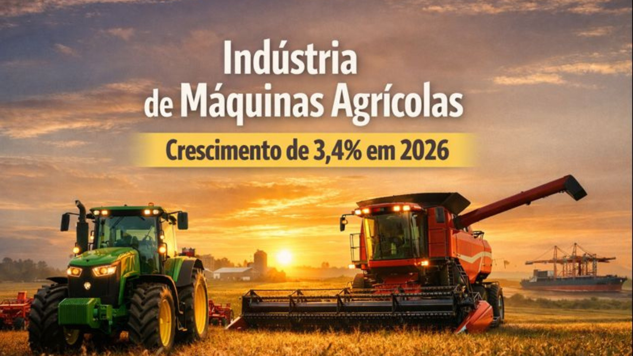Após crescer 7,4% em 2025, a indústria de máquinas agrícolas deve avançar apenas 3,4% em 2026, segundo estimativa da Abimaq.