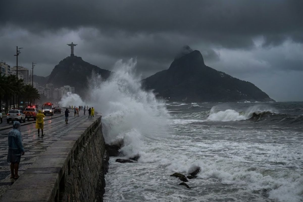 Marinha do Brasil emite novo alerta: ondas de até 3 metros nas praias do Rio de Janeiro e risco para esportes aquáticos até segunda-feira.