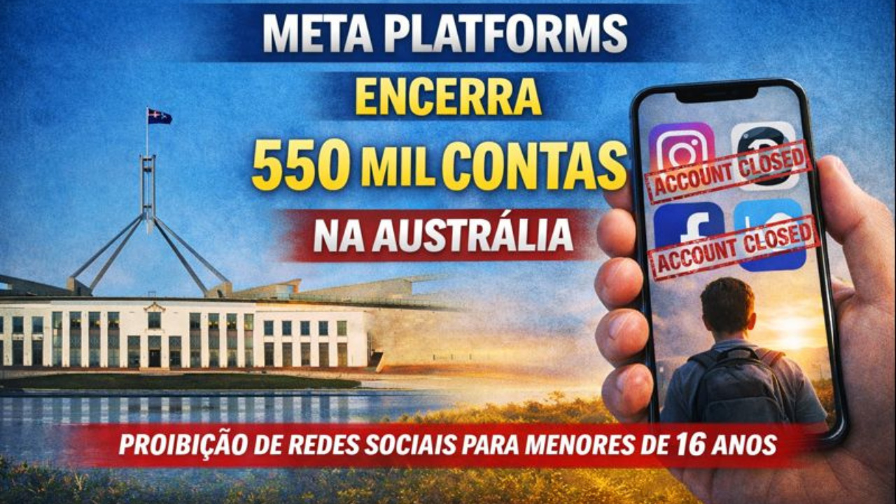 Lei inédita na Austrália proíbe redes sociais para menores de 16 anos e leva Meta Platforms a encerrar quase 550 mil contas.