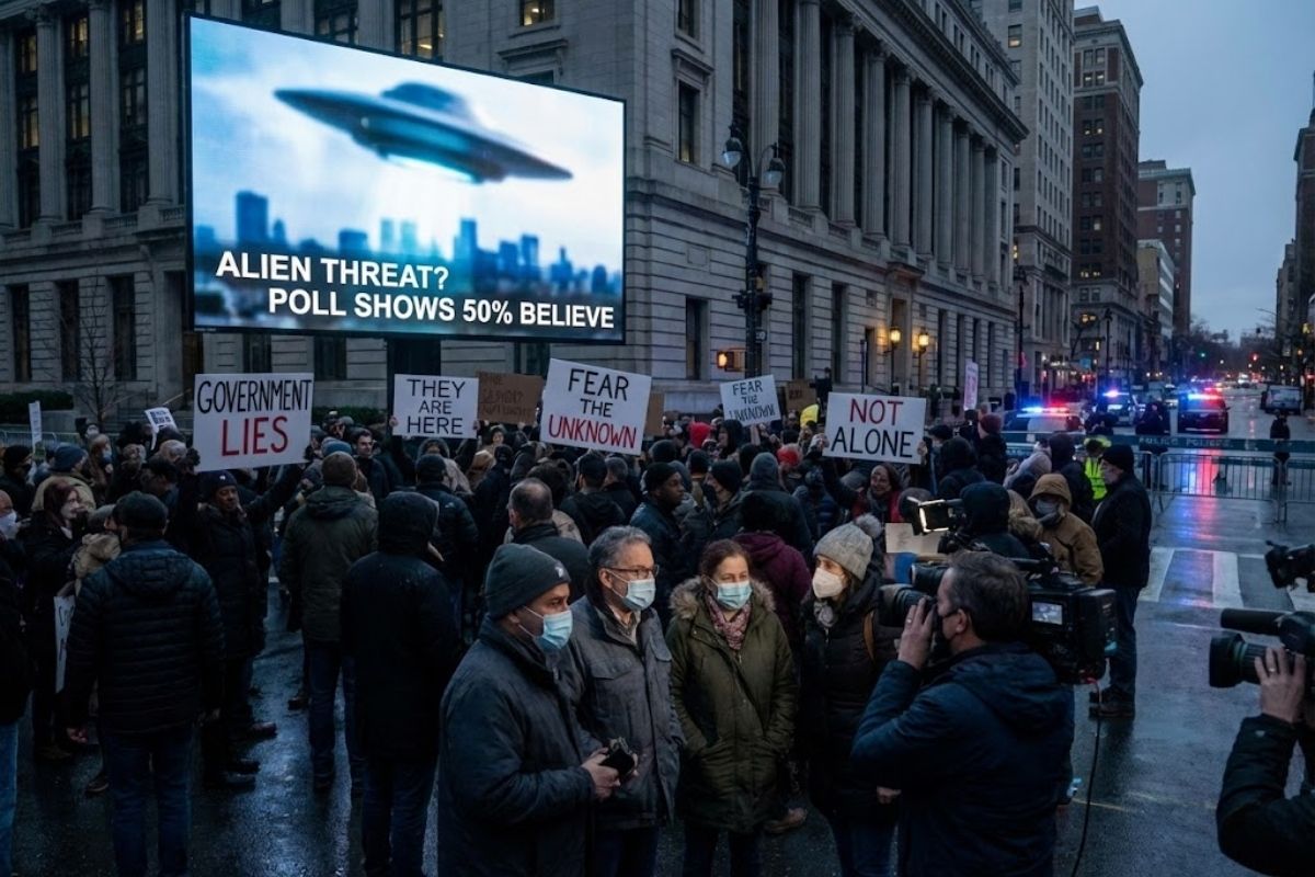 Extraterrestres dominam a pesquisa: americanos se dividem sobre OVNIs e visitas à Terra, enquanto o governo é visto como provável ocultador de provas e o medo de doenças pesa mais que a esperança.