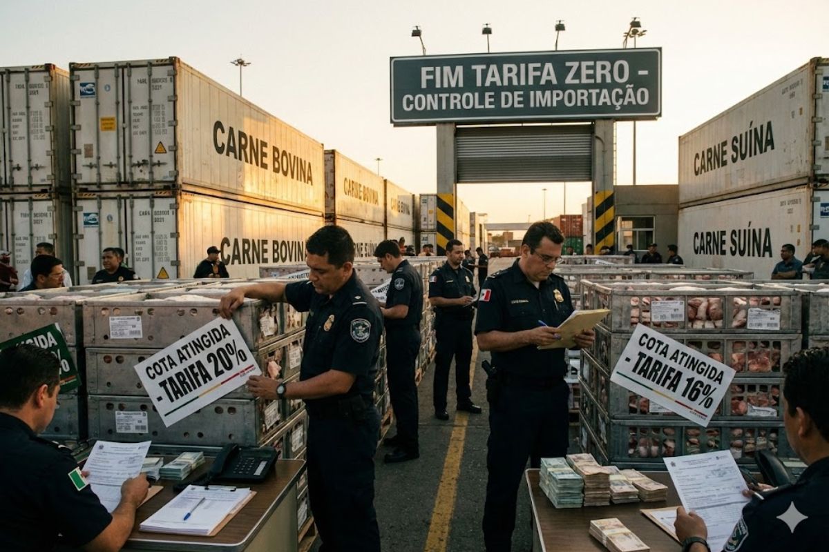México muda regra da tarifa zero e impõe cotas para carne bovina e carne suína, afetando a exportação do Brasil e redesenhando o comércio regional.