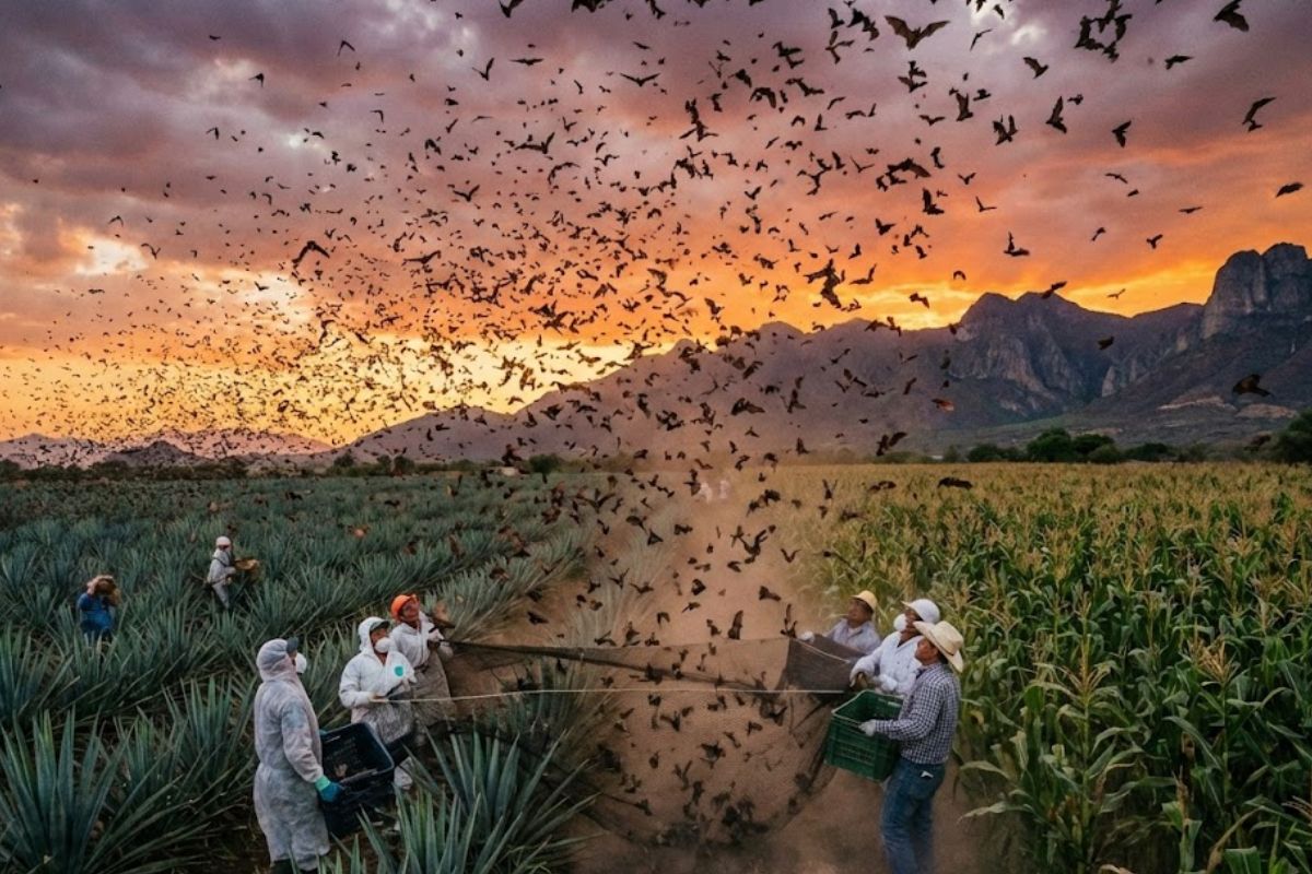 No México, morcegos reduzem pesticidas, derrubam pragas agrícolas, impulsionam agricultura sustentável e inspiram casas de morcegos nas lavouras.