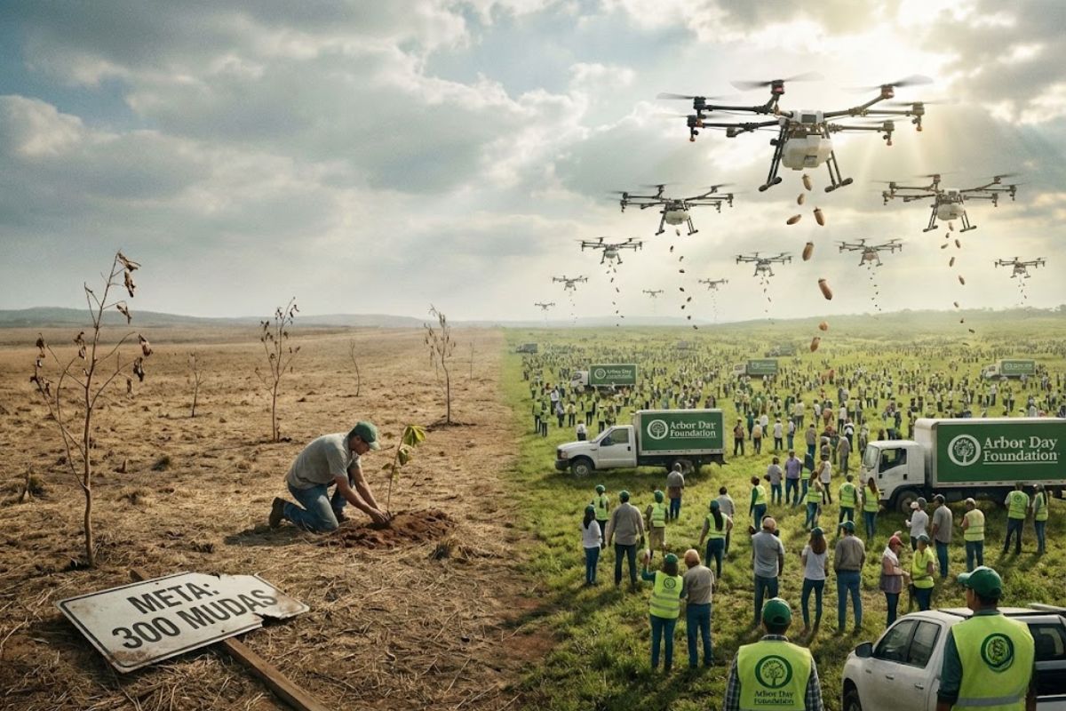 20 milhões de árvores com drone, Arbor Day Foundation e teamtrees.org: US$ 1 vira 1 árvore e acelera o plantio.
