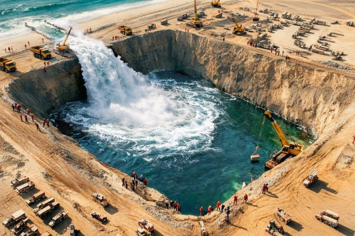 Engenheiros planejam bombear bilhões de litros do oceano Pacífico até Nevada após o Rio Colorado secar; projeto de dessalinização tenta salvar o deserto.