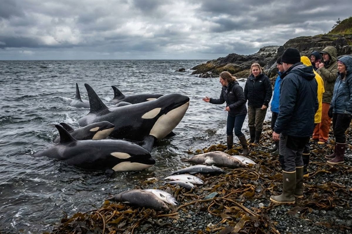 Orcas selvagens exibem novo comportamento das orcas em interação com humanos, revelando curiosidade animal e alta inteligência marinha nos oceanos.