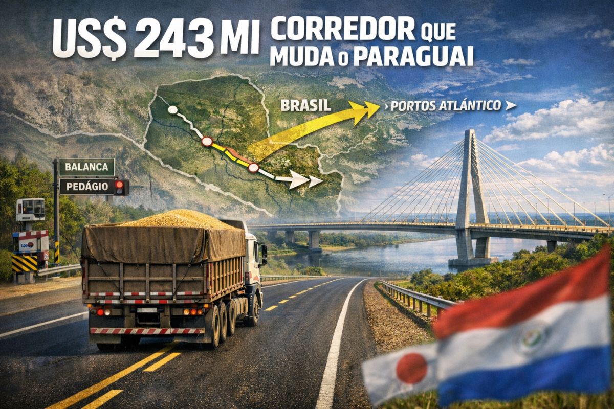 Paraguai e Japão fecham acordo de US$ 243 milhões para corredor estratégico que liga o sul do país ao Brasil, aos portos do Atlântico e transforma o Paraguai em rota logística (1)