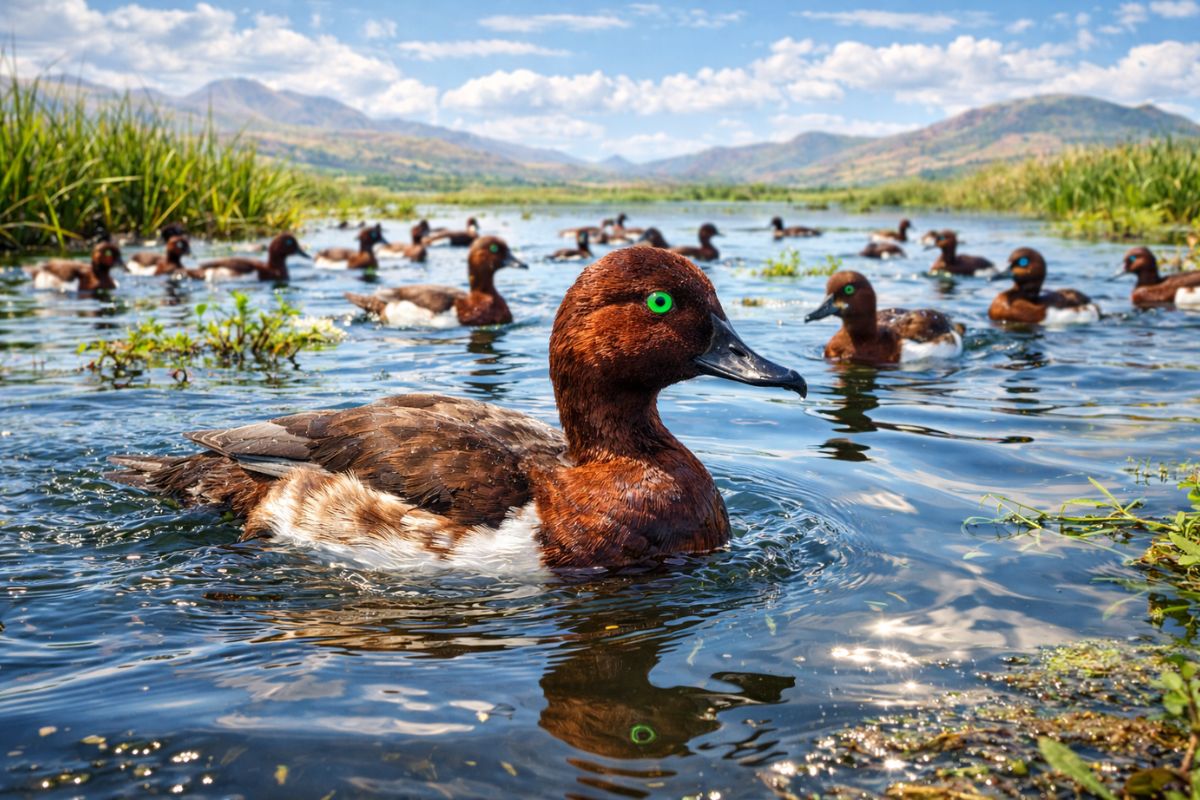 Pato-mergulhão-de-Madagascar, o pato mais raro do mundo, volta ao Lago Alaotra após 30 anos redescoberto em 2006, migrou 300 km e já soma cerca de 119 aves graças à Durrell