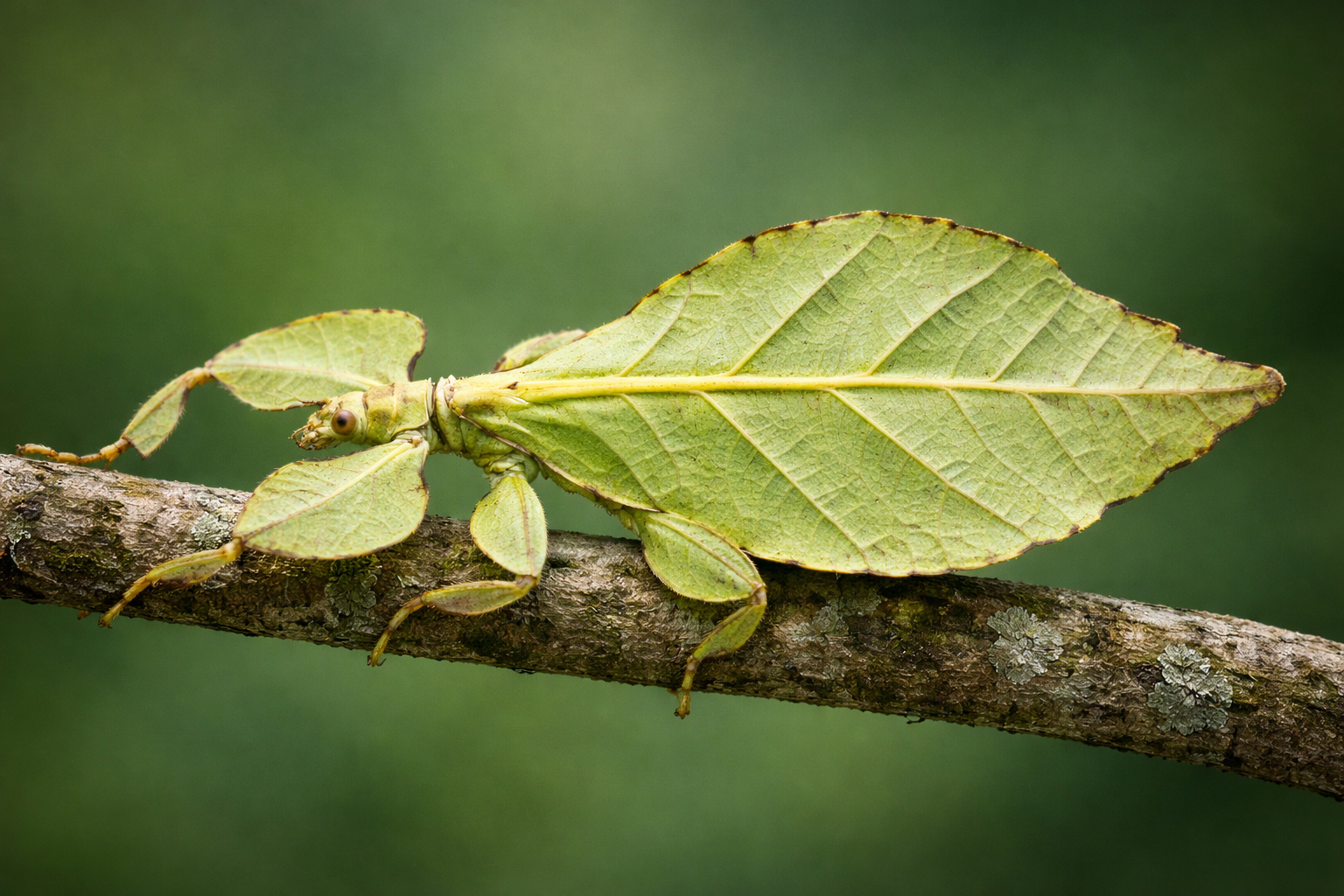 O inseto que se tornou uma folha viva: com até 28 cm de comprimento, camuflagem evolutiva perfeita e aparência indistinguível de uma planta real, o Phyllium giganteum enganou a ciência por séculos
