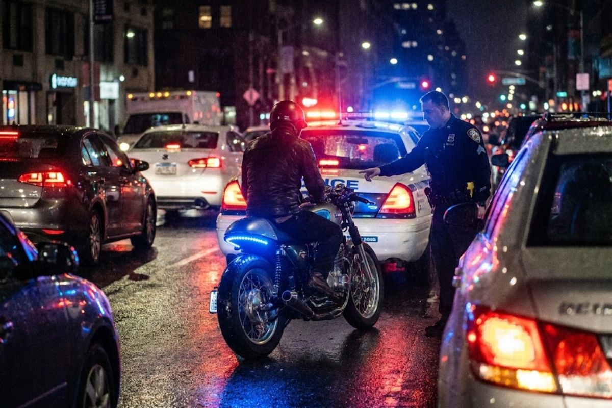 Pontos azuis na lanterna da moto parecem customização retrô, mas podem gerar multa e chamar atenção da polícia nas ruas.