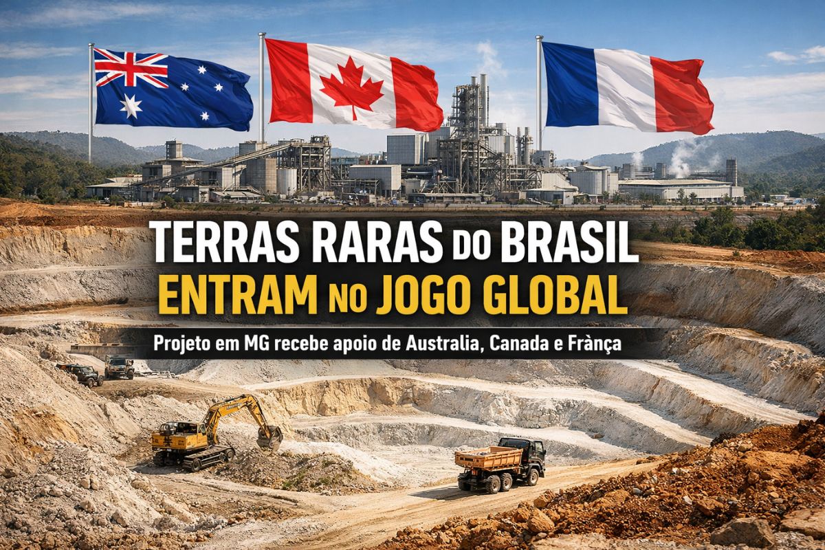 Projeto bilionário de terras raras em Minas Gerais vira peça-chave do Ocidente, recebe apoio financeiro de Austrália, Canadá e França e entra no jogo geopolítico para reduzir