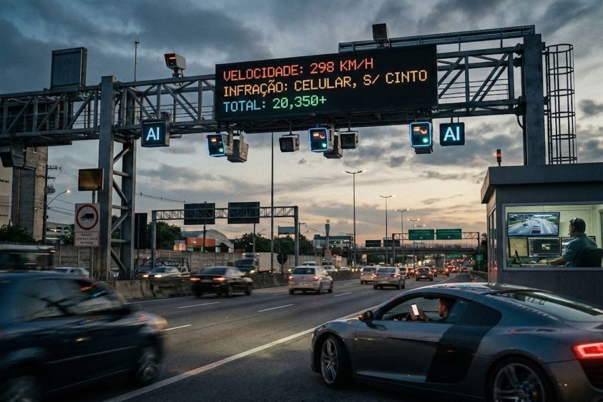 radares com IA reforçam fiscalização de celular ao volante e cinto de segurança com validação humana nas rodovias; entenda como funciona.