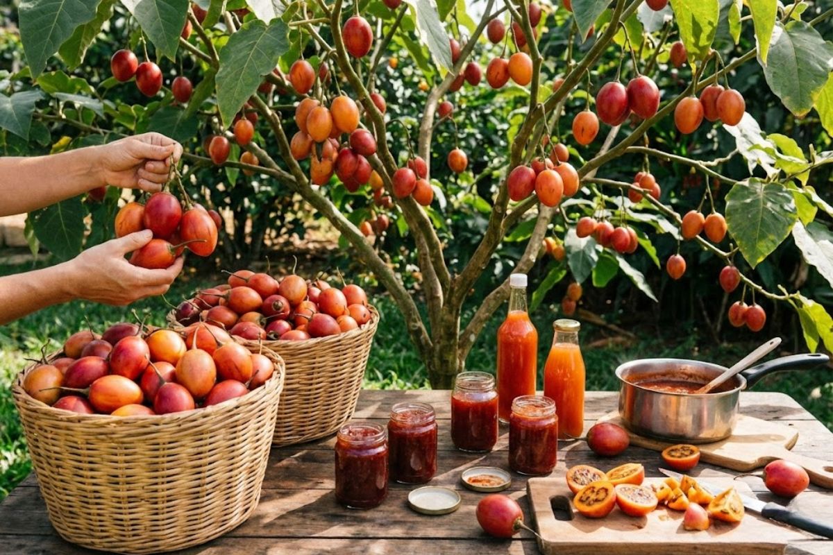Tamarillo, tomate de árvore produtivo por anos, rende muito no quintal e vira molho, suco e geleia com fruta durável e versátil para o dia a dia.
