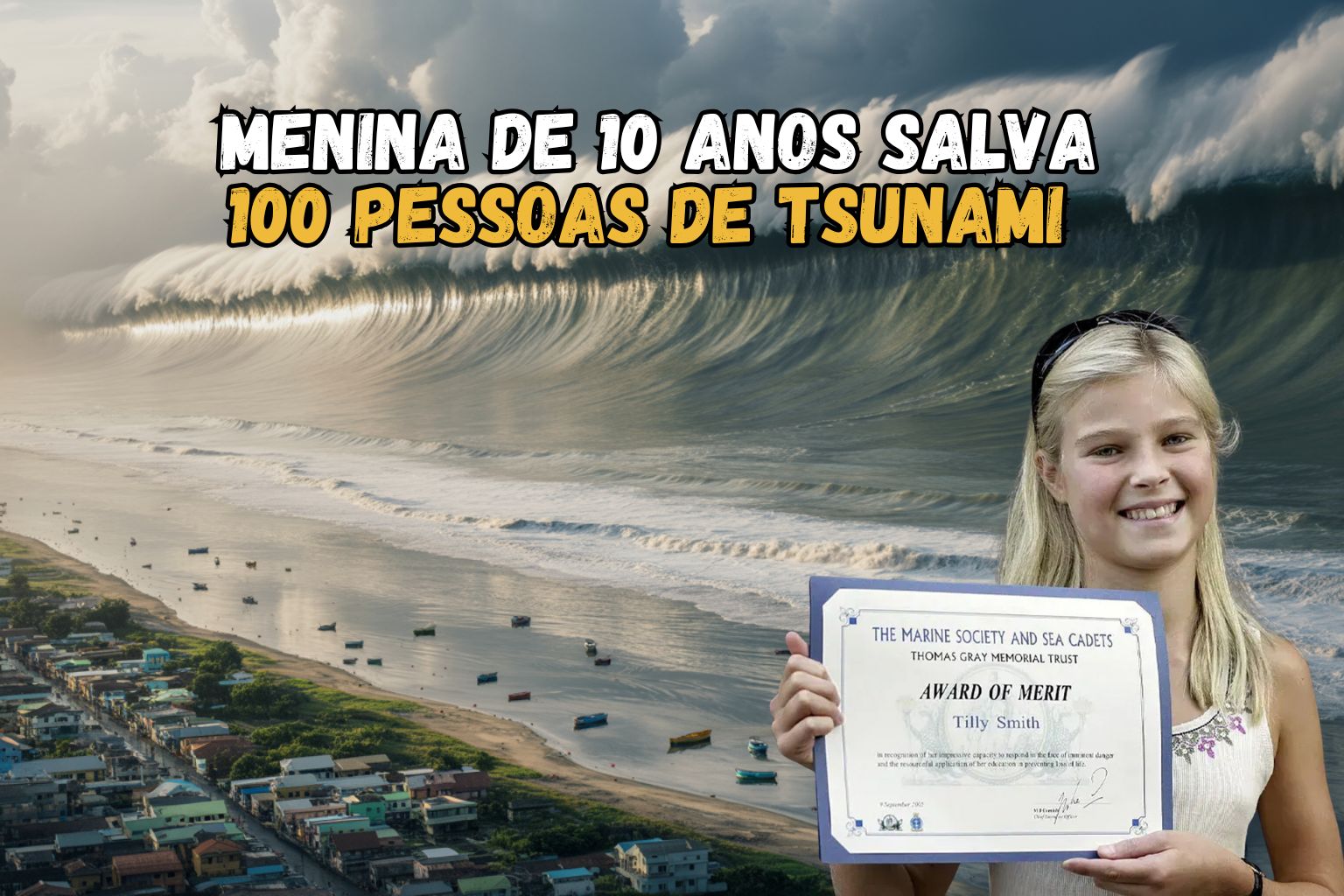 Tilly Smith, 10 anos, percebe o mar recuar de forma anormal, lembra de uma única aula de geografia e provoca uma evacuação que salva cerca de 100 pessoas minutos antes do tsunami de 2004 atingir a Tailândia