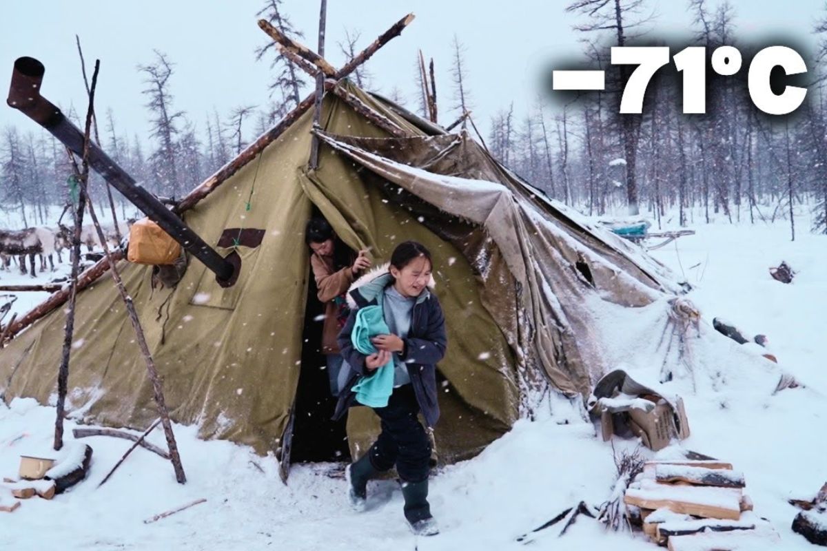 Na tundra da Iacútia, os Stepanov atravessam o ano com renas, vivendo em barraca e mantendo fogão aceso, com banho semanal e gelo do lago virando água em um frio extremo.