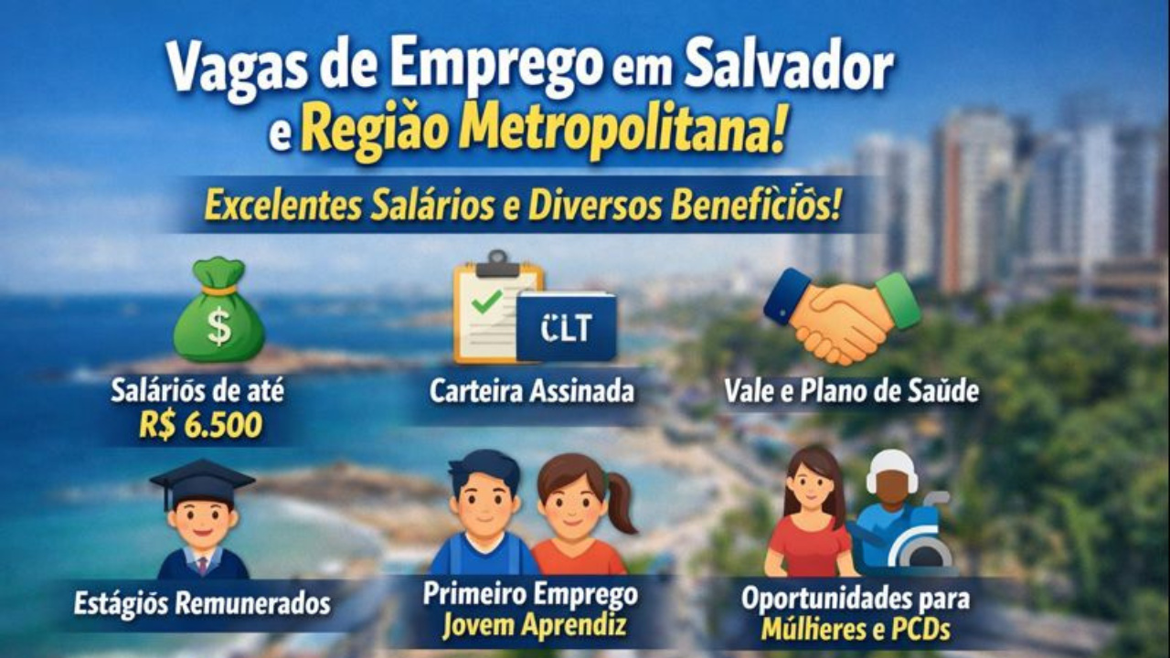 Vagas de emprego abertas no SineBahia e no Simm Salvador oferecem oportunidades de trabalho na Região Metropolitana de Salvador.