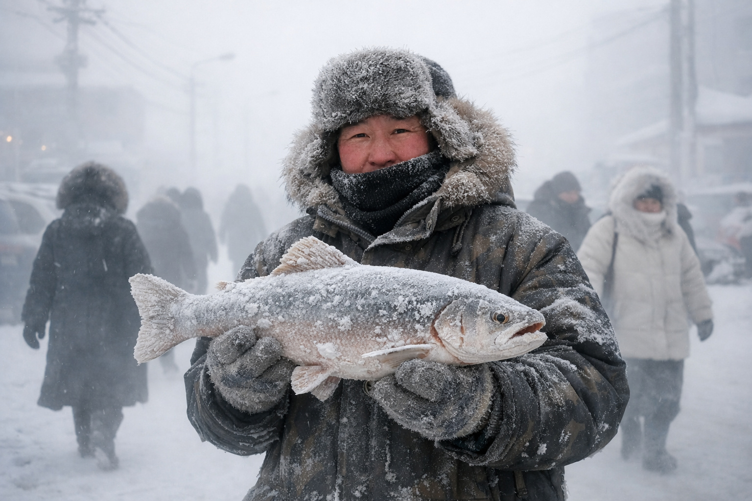 Cidade de Yakutsk construída sobre permafrost contínuo na Sibéria