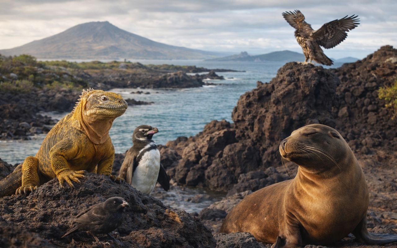Descubra os animais das Ilhas Galápagos, espécies raras e endêmicas que evoluíram em isolamento e chamam atenção da ciência até hoje.