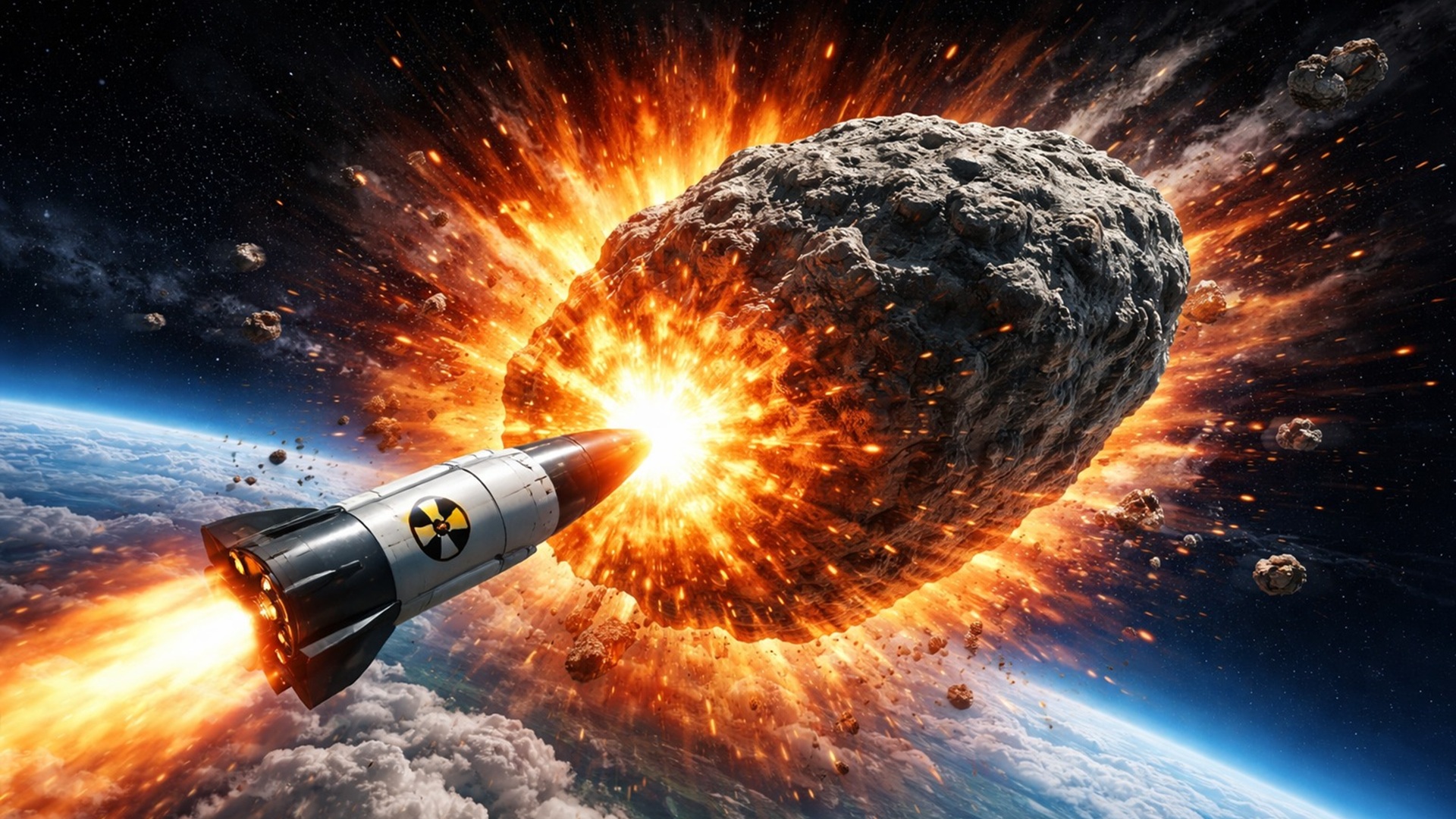 Estudo do CERN e dados da missão DART analisam impacto cinético e desvio nuclear como estratégias para defesa planetária contra asteroides.