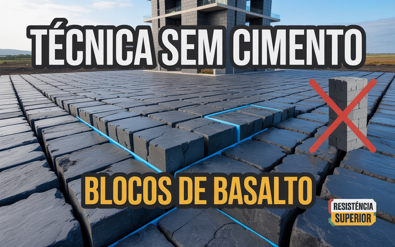A técnica que dispensa cimento e aço: blocos de basalto cortados substituem o concreto, reduzem manutenção e oferecem resistência superior