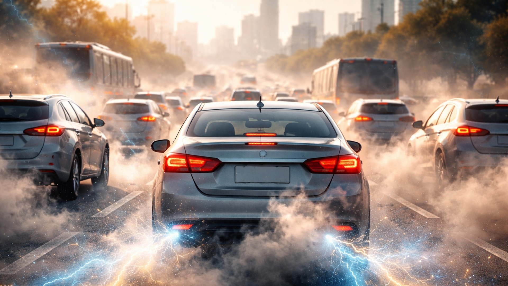 Estudo da Universidade Hebraica liga poluição do tráfego a mudanças no campo elétrico atmosférico em dias de congestionamento.