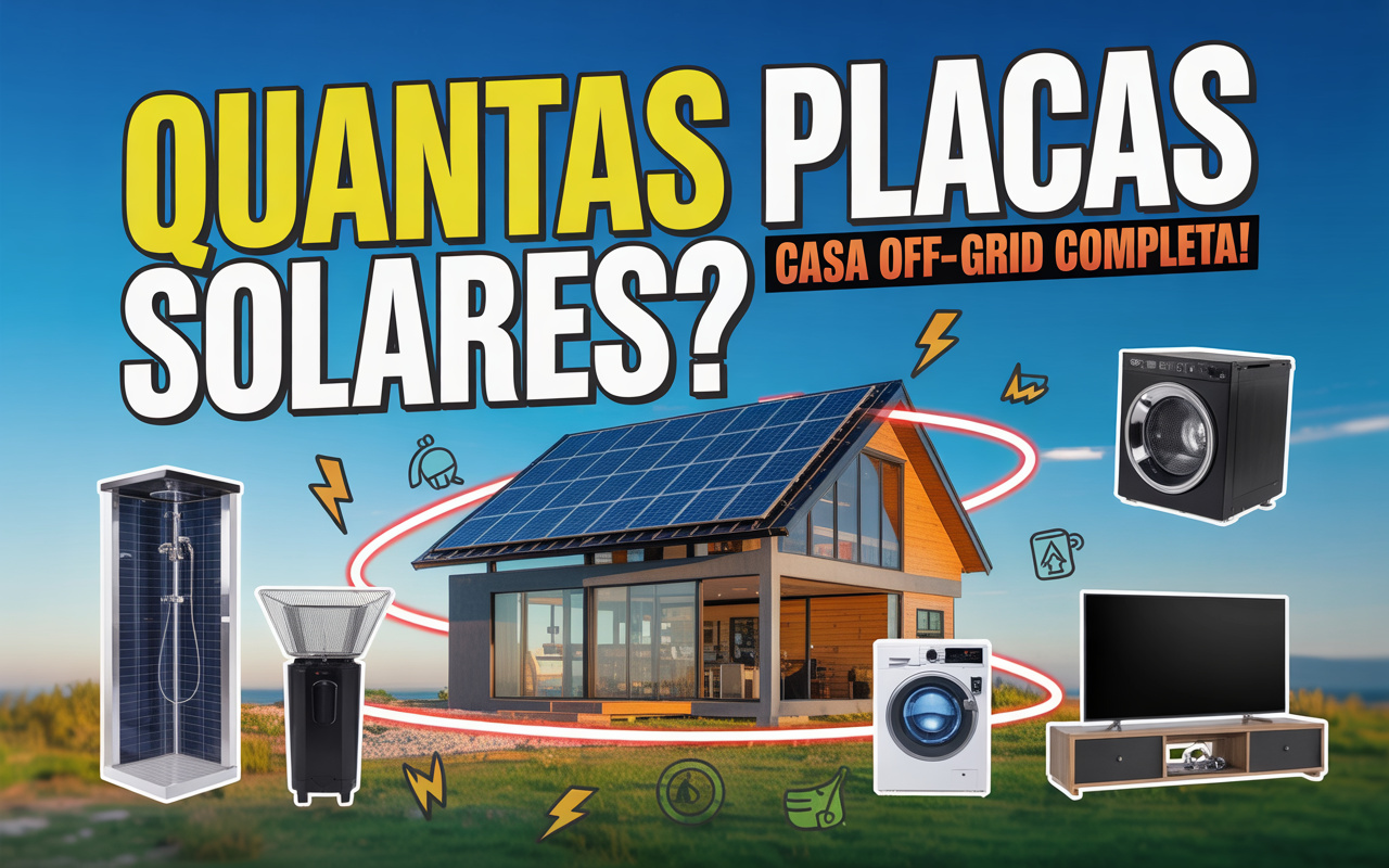 Dá para montar uma casa off-grid com chuveiro elétrico, air fryer, máquina de lavar e TV? Quantas placas solares seriam necessárias no mundo real? Confira!