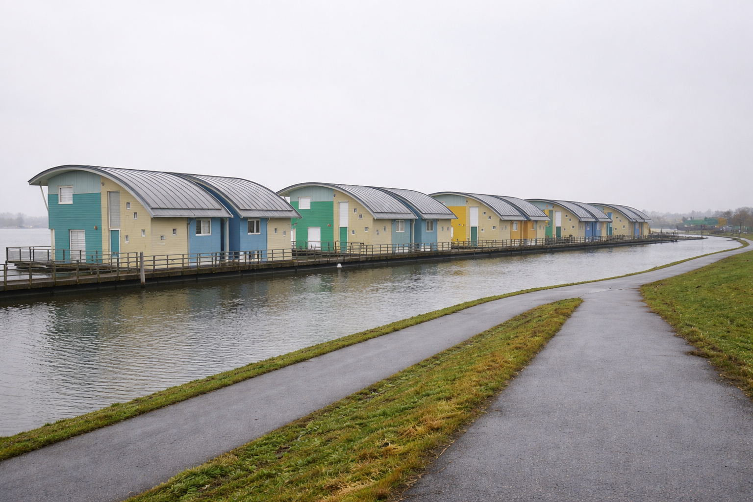 Casas Que Suben Hasta 5 Metros Junto Con El Nivel Del Río Forman La Ciudad De Maasbommel, En Los Países Bajos, Donde Plataformas Hidráulicas Permiten Que La Ciudad No Resista A La Inundación — Simplemente Flota