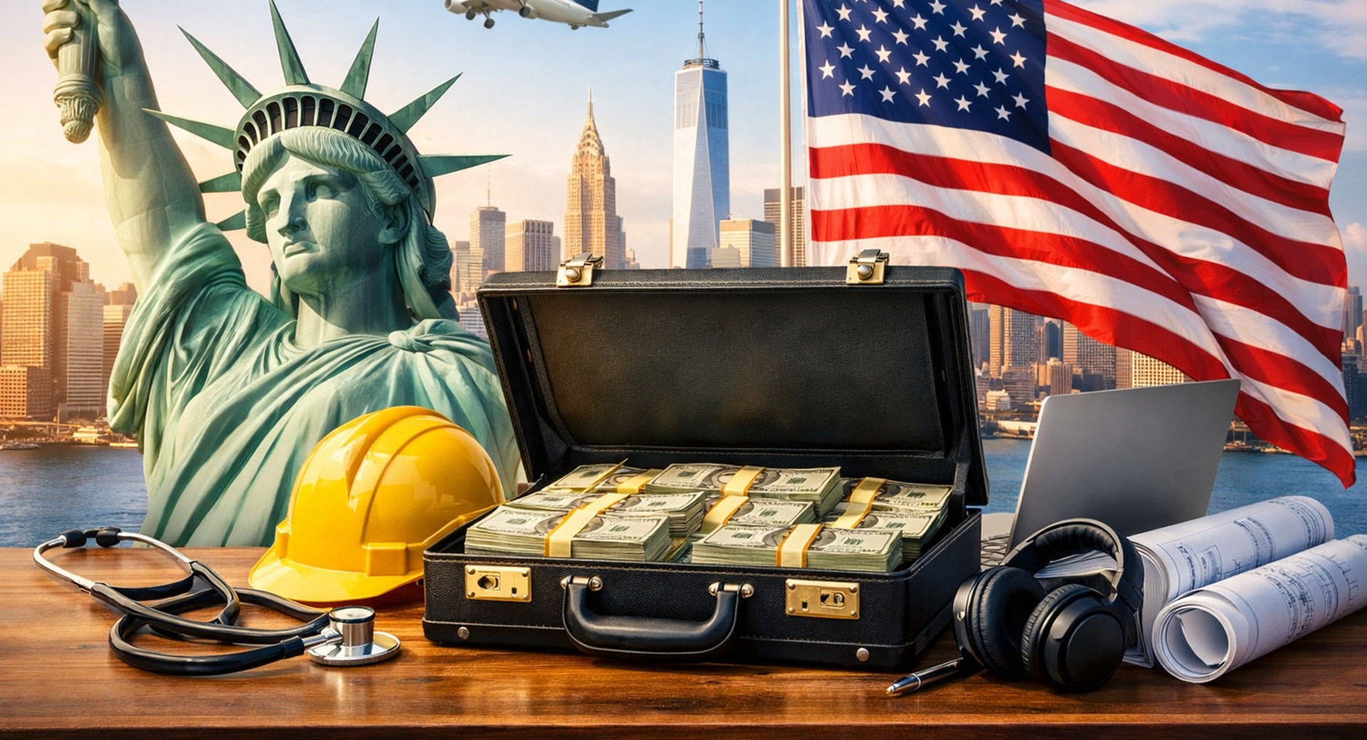 Morar nos Estados Unidos em 2026: ranking do Indeed mostra 10 profissões com salários acima de US$ 100.000 e forte presença da saúde.