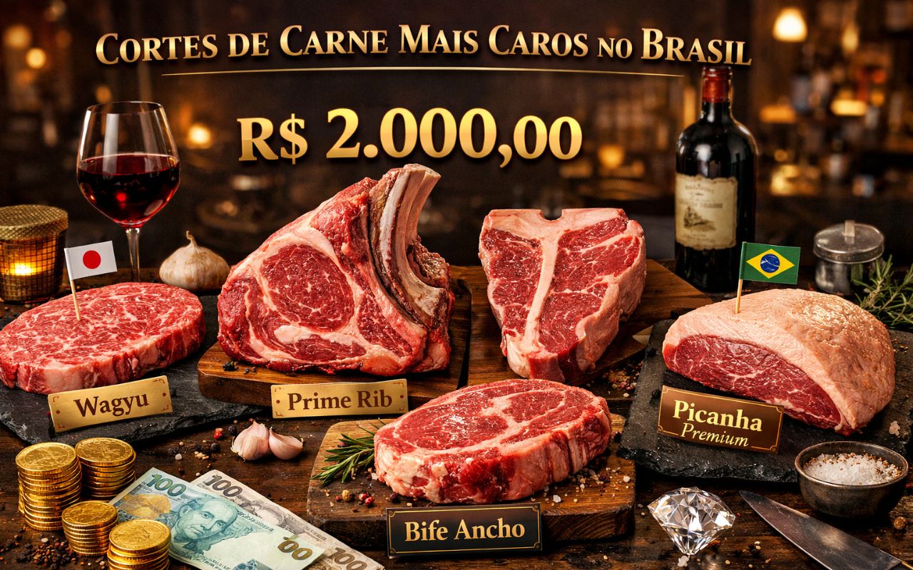Conheça os cortes de carnes mais caros do Brasil, o que eleva o preço e por que Wagyu, Prime Rib, T-Bone, Bife Ancho e picanha premium fazem parte desse nicho exclusivo.