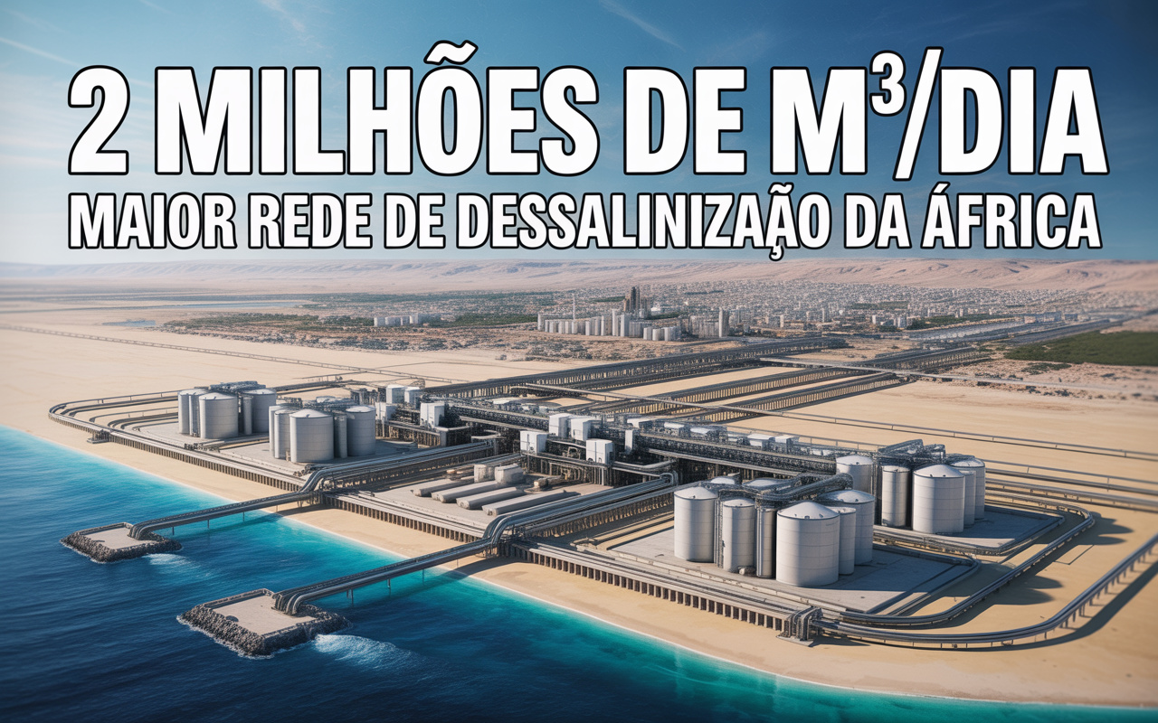 Com capacidade projetada acima de 2 milhões de m³ por dia, a Argélia ergue a maior rede de dessalinização da África para abastecer metrópoles, polos industriais e reduzir dependência de aquíferos
