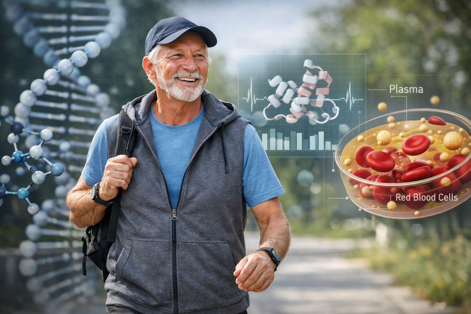 Ilustração científica mostra envelhecimento biológico humano segundo estudo da Universidade de Stanford