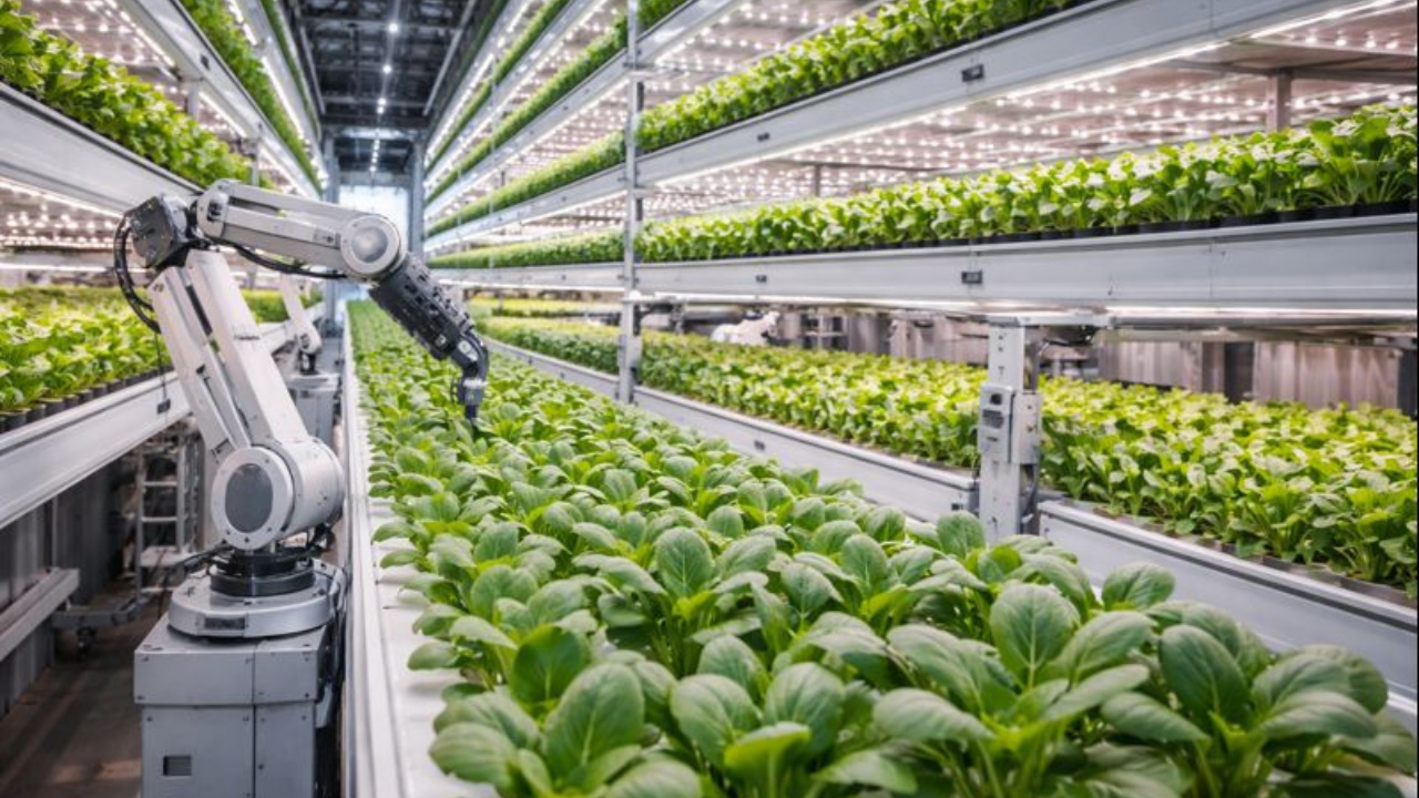 Projeto de agricultura urbana com fazenda vertical indoor usa inteligência artificial para reforçar a segurança alimentar em Cingapura.