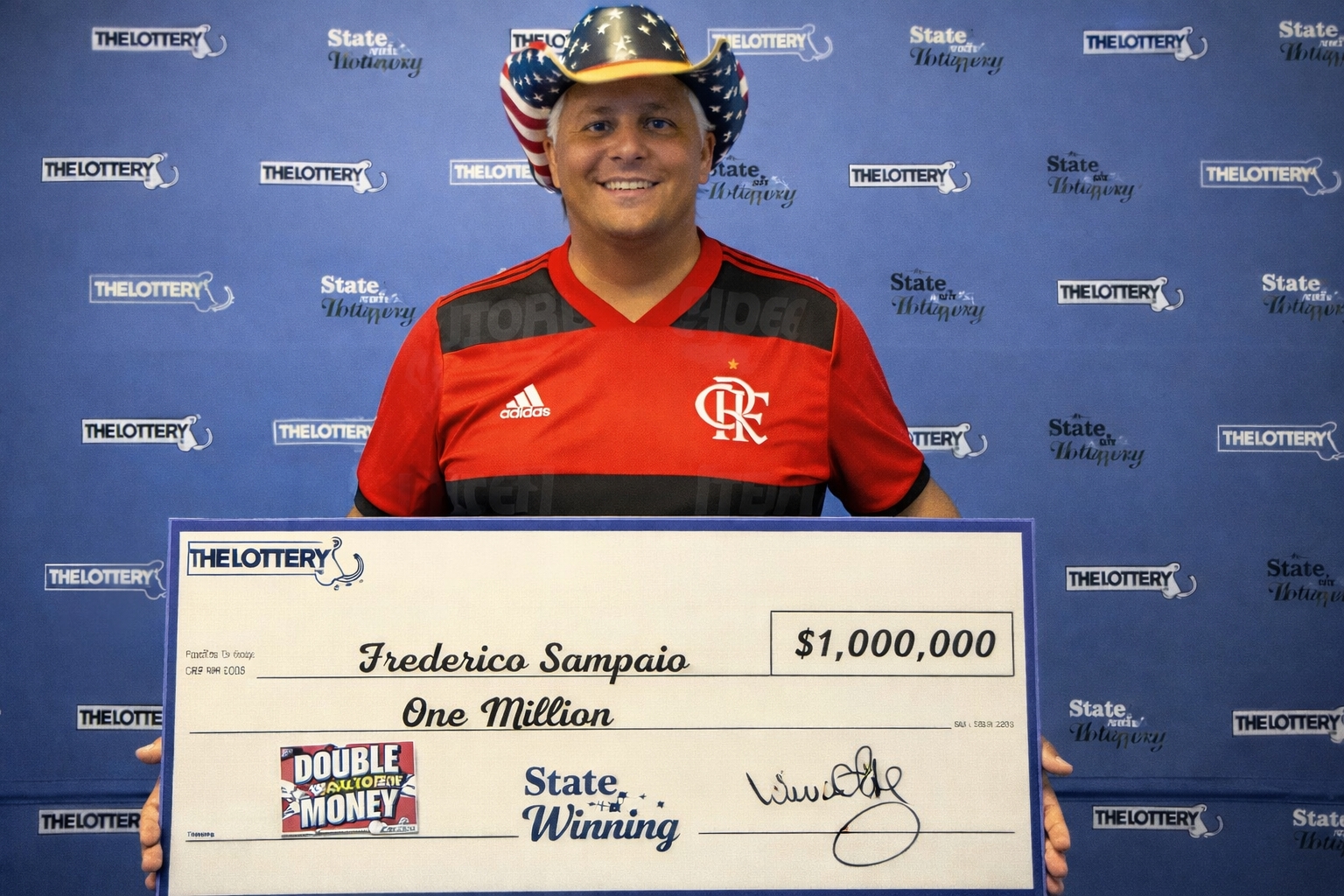 Brasileiro ganha US$ 1 milhão na loteria Double Your Money dos EUA e viraliza com camisa do Flamengo