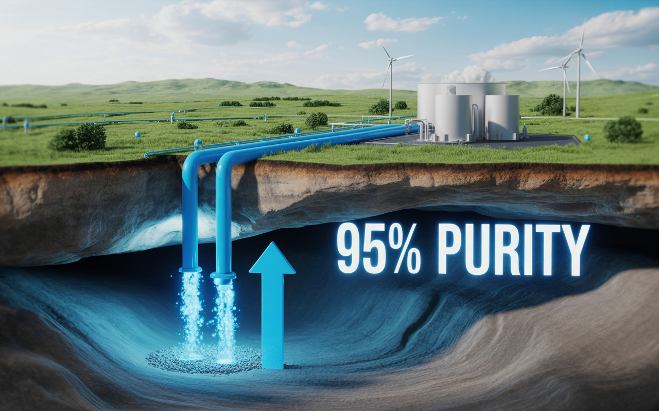 Reservatório subterrâneo libera hidrogênio natural com pureza acima de 95%, gera dezenas de milhões de m³ por ano de forma contínua há milhares de anos e concentra volume energético suficiente para abastecer países inteiros por séculos sem emissões e mais barato que hidrogênio verde