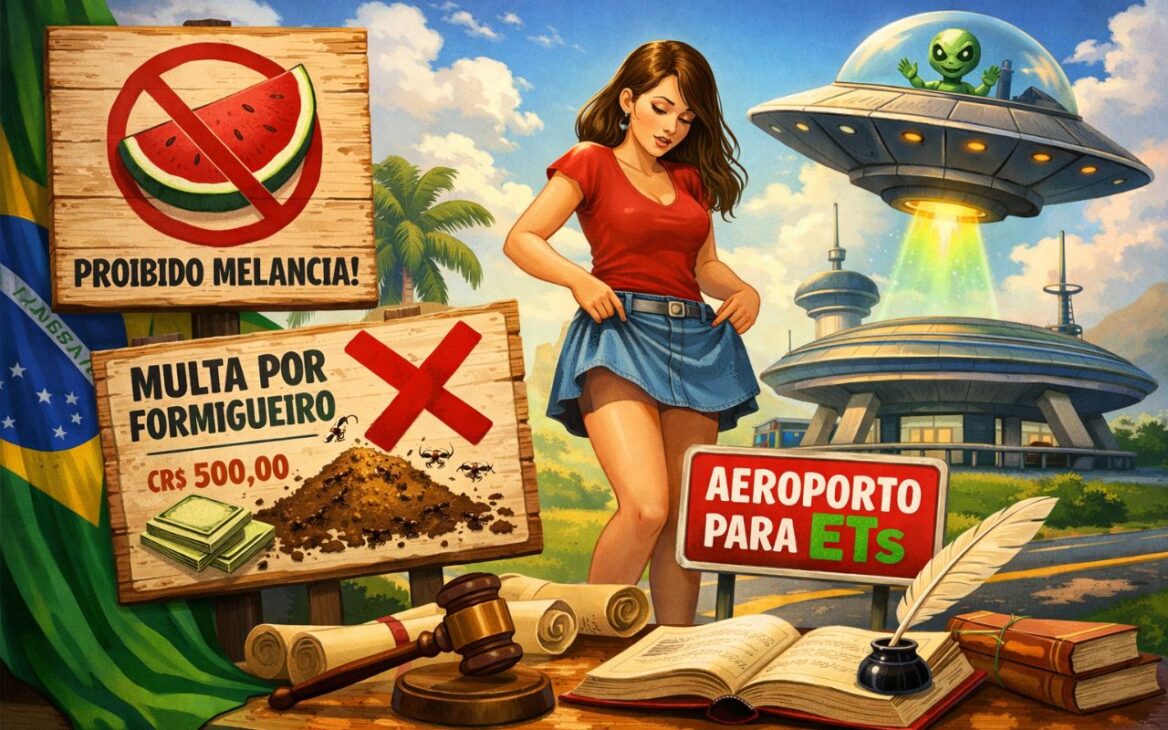 Vea las leyes inusitadas que ya existieron en Brasil, incluyendo prohibición de sandía, multa por hormigueros, veto a la minifalda y hasta proyecto de aeropuerto para extraterrestres.