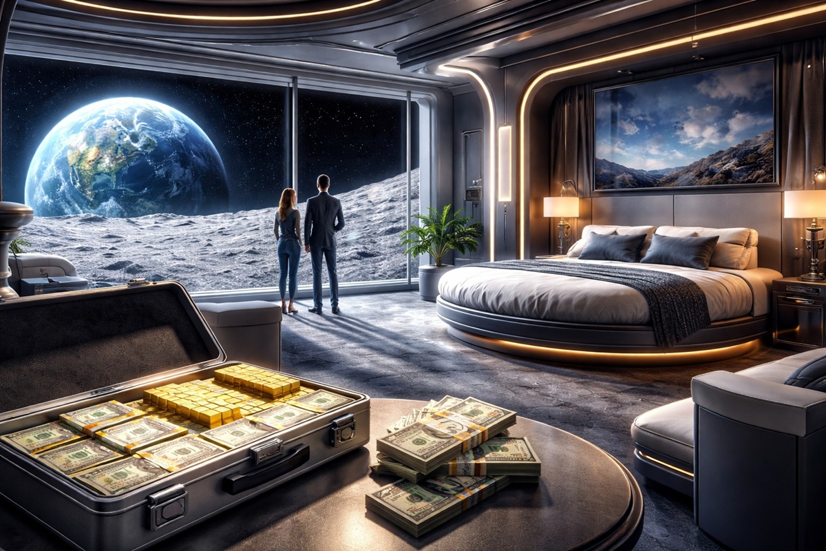 Startup planeja hotel lunar até 2032, com obras em 2029, quartos acima de US$ 10 milhões e construção a partir do solo da Lua.