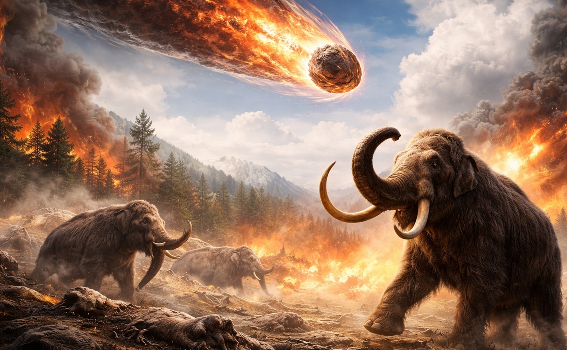 Estudo aponta que explosões de fragmentos de cometa há 13 mil anos podem explicar a extinção dos mamutes e o colapso da cultura Clovis.