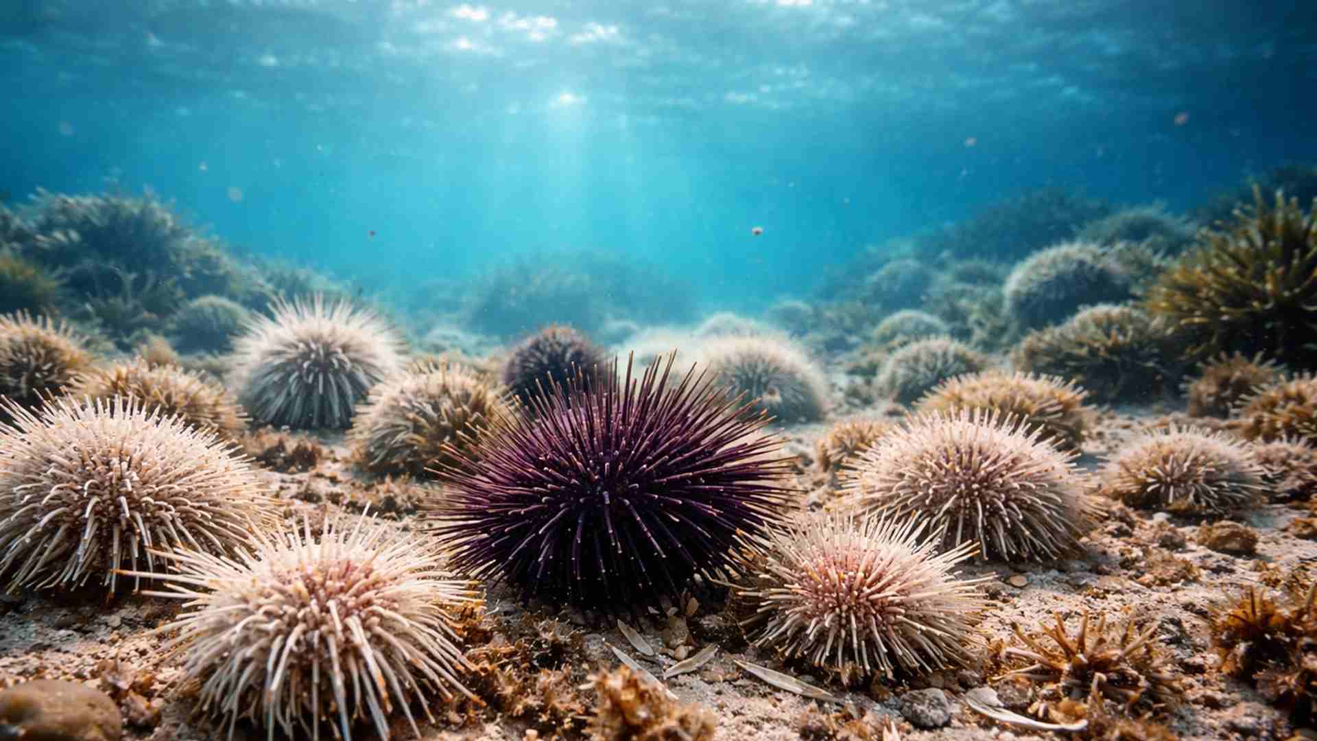 Mortalidade em massa de ouriços-do-mar reduziu populações em até 99,7% nas Ilhas Canárias entre 2022 e 2023, aponta estudo científico.