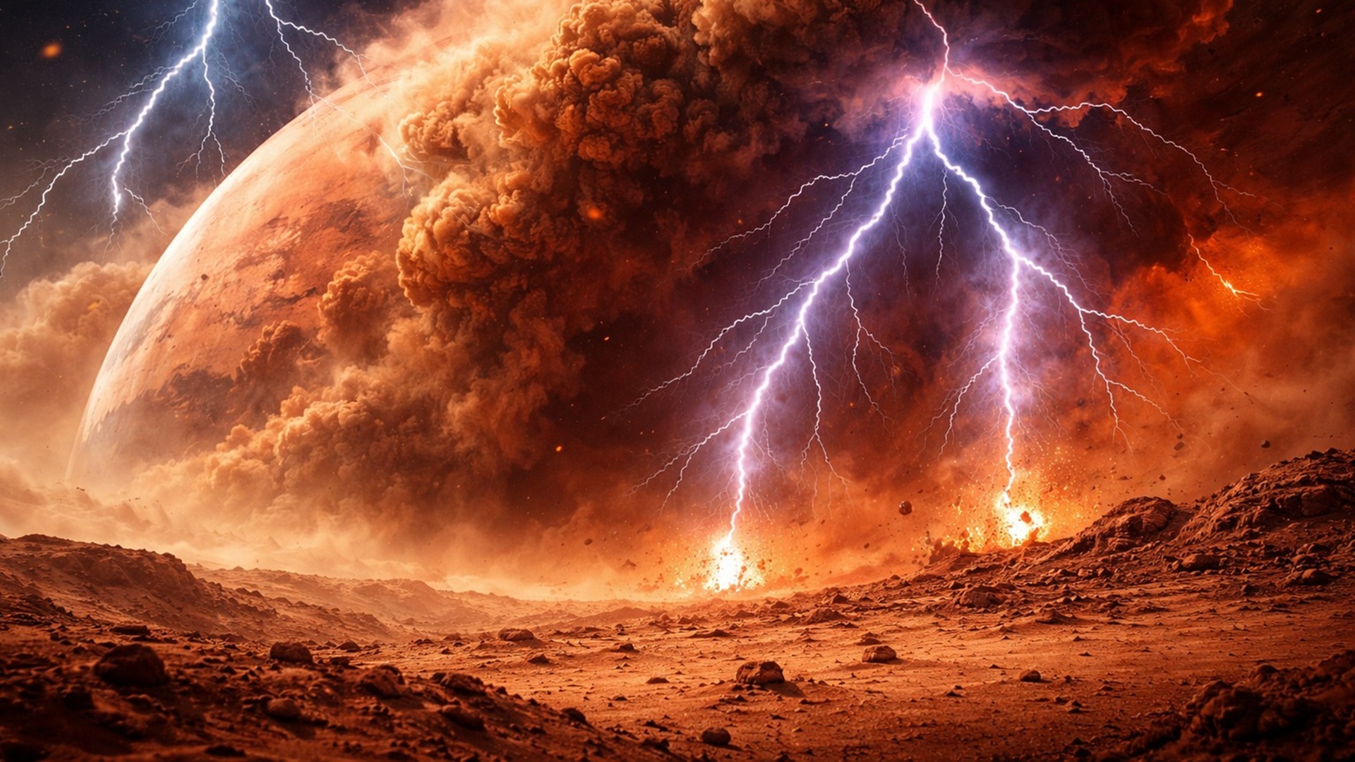 Tempestades de poeira em Marte produzem campos elétricos e descargas invisíveis que alteram a química do planeta e desafiam missões futuras.