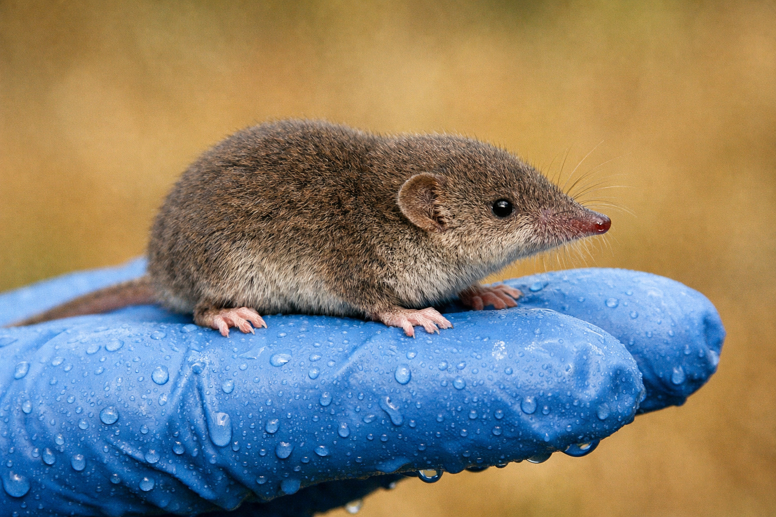 Musaranho-comum observado em estudo científico sobre redução e regeneração do cérebro.
