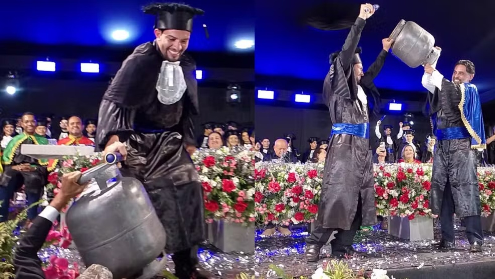 Jovem, Gás, Botijão, Faculdade, Formatura