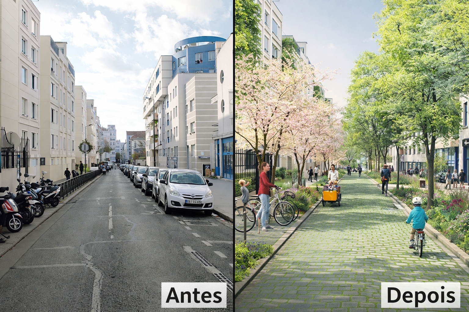 Paris anuncia megaprojeto da maior “desintoxicação urbana” da Europa: remove carros de avenidas históricas, planta 170 mil árvores e cria mais de 300 ruas escolares sem trânsito