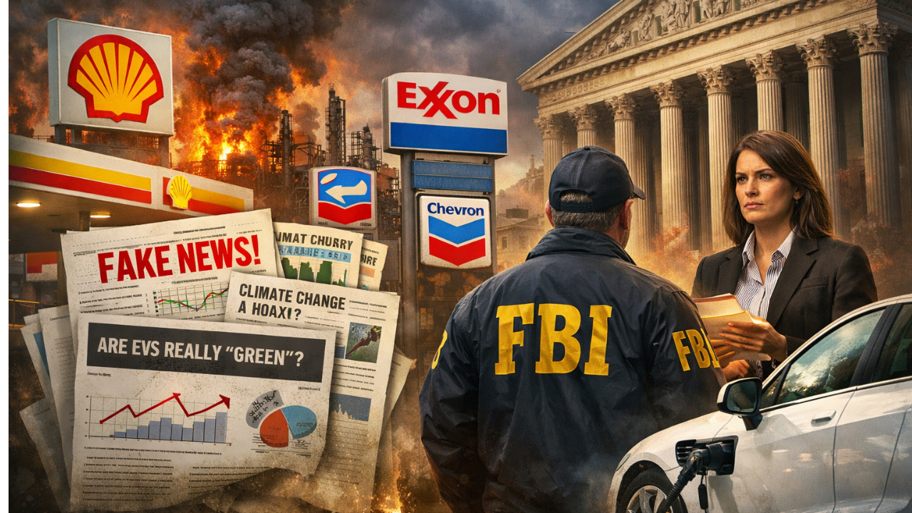 EUA abrem processo histórico contra gigantes do petróleo, acusando empresas como Shell e Exxon de sabotarem carros elétricos e espalharem desinformação para manter o domínio do petróleo.