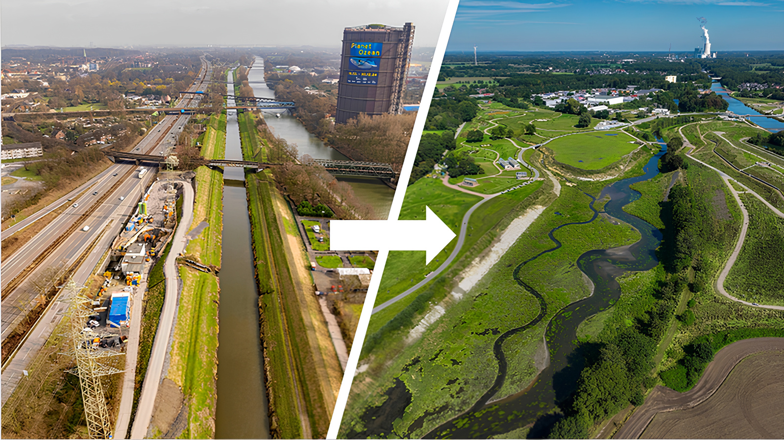 Rios enterrados pela mineração de carvão reaparecem após décadas: escavadeiras desenterram cursos d’água, removem rejeitos industriais e mudam para sempre a paisagem da região do Emscher, na Alemanha