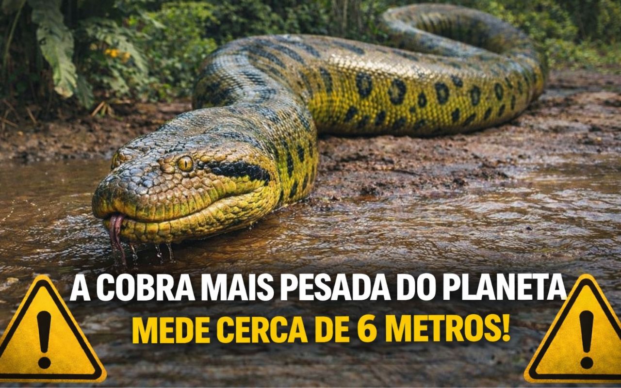 A sucuri-verde, considerada a cobra mais pesada e forte do mundo, vive em rios da América do Sul e impressiona pelo peso, força muscular e estratégia de caça.