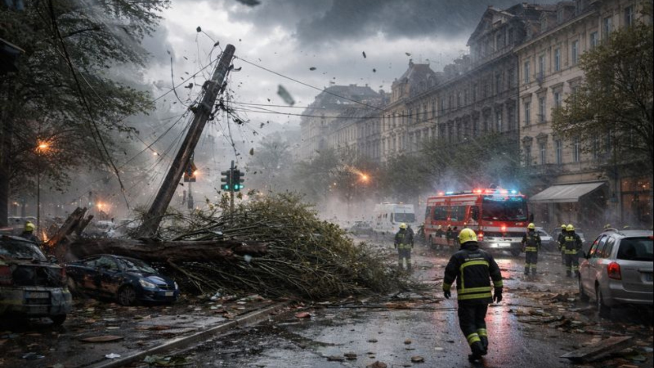Tempestades na Europa avançam com ventos fortes, provocam cortes de energia e geram caos no transporte em diversos países.