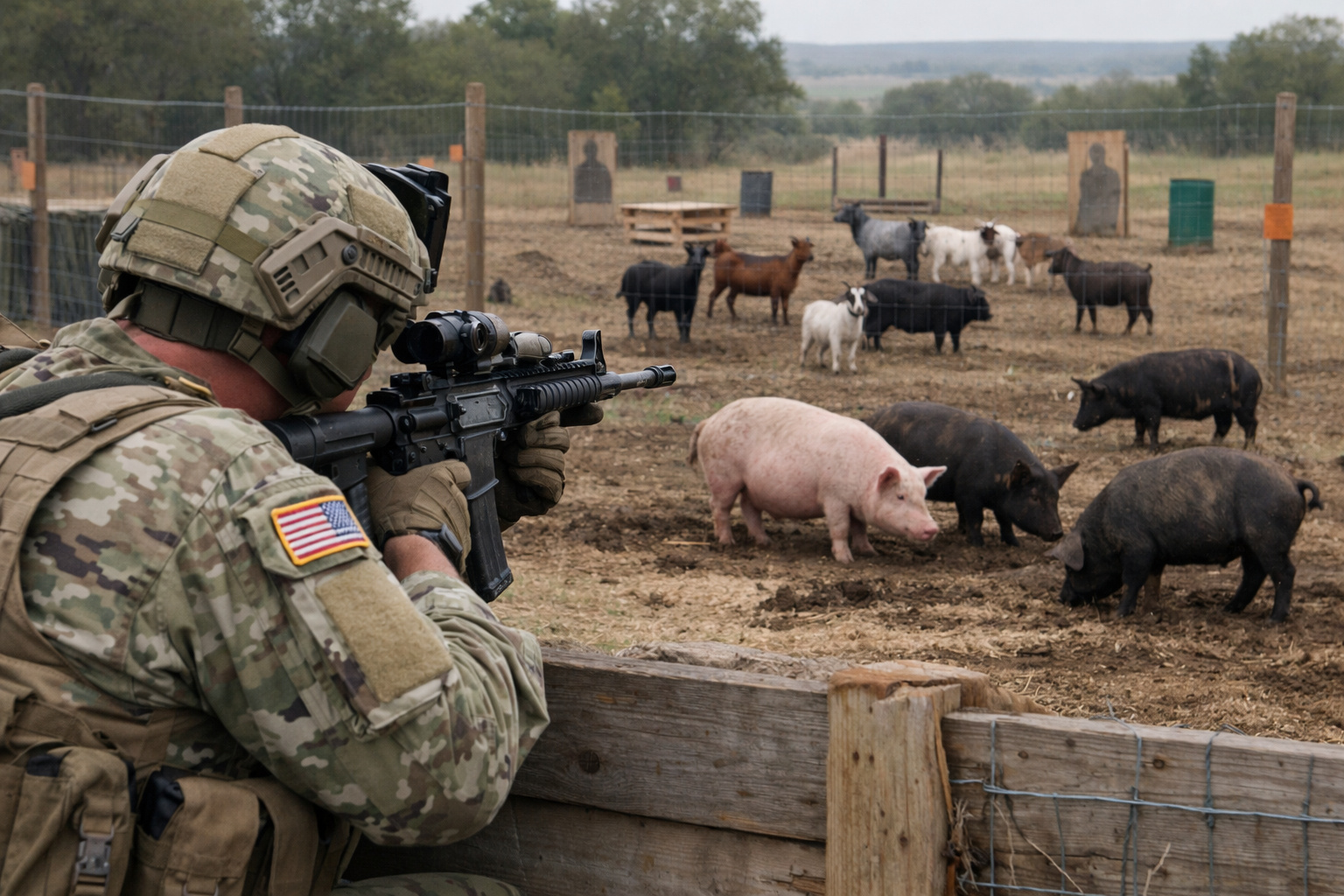 Treinamento médico do Exército dos Estados Unidos com simuladores após proibição de tiros em animais
