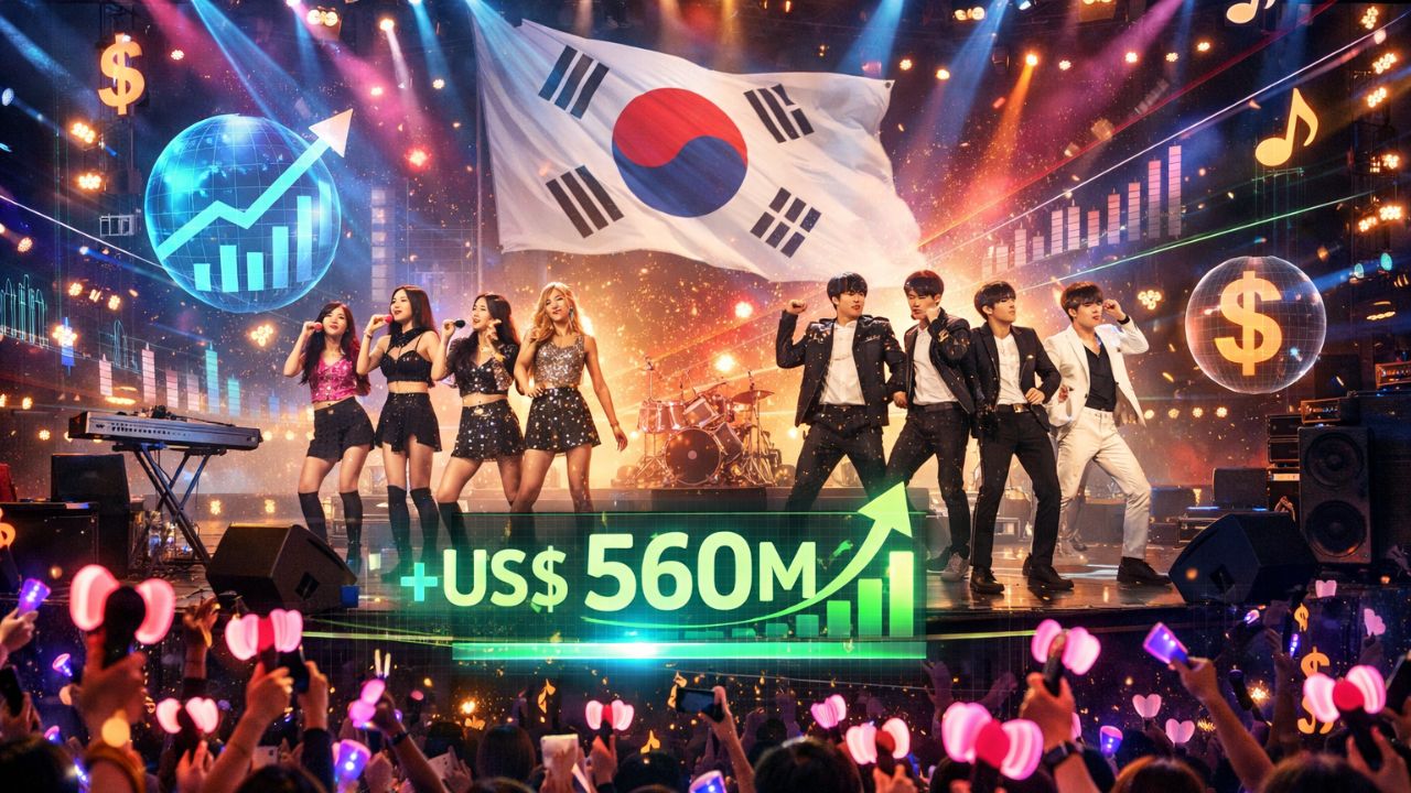 O k-pop continua forte, contribuindo para um superávit de US$ 560 milhões na Coreia do Sul, mostrando seu impacto econômico global.